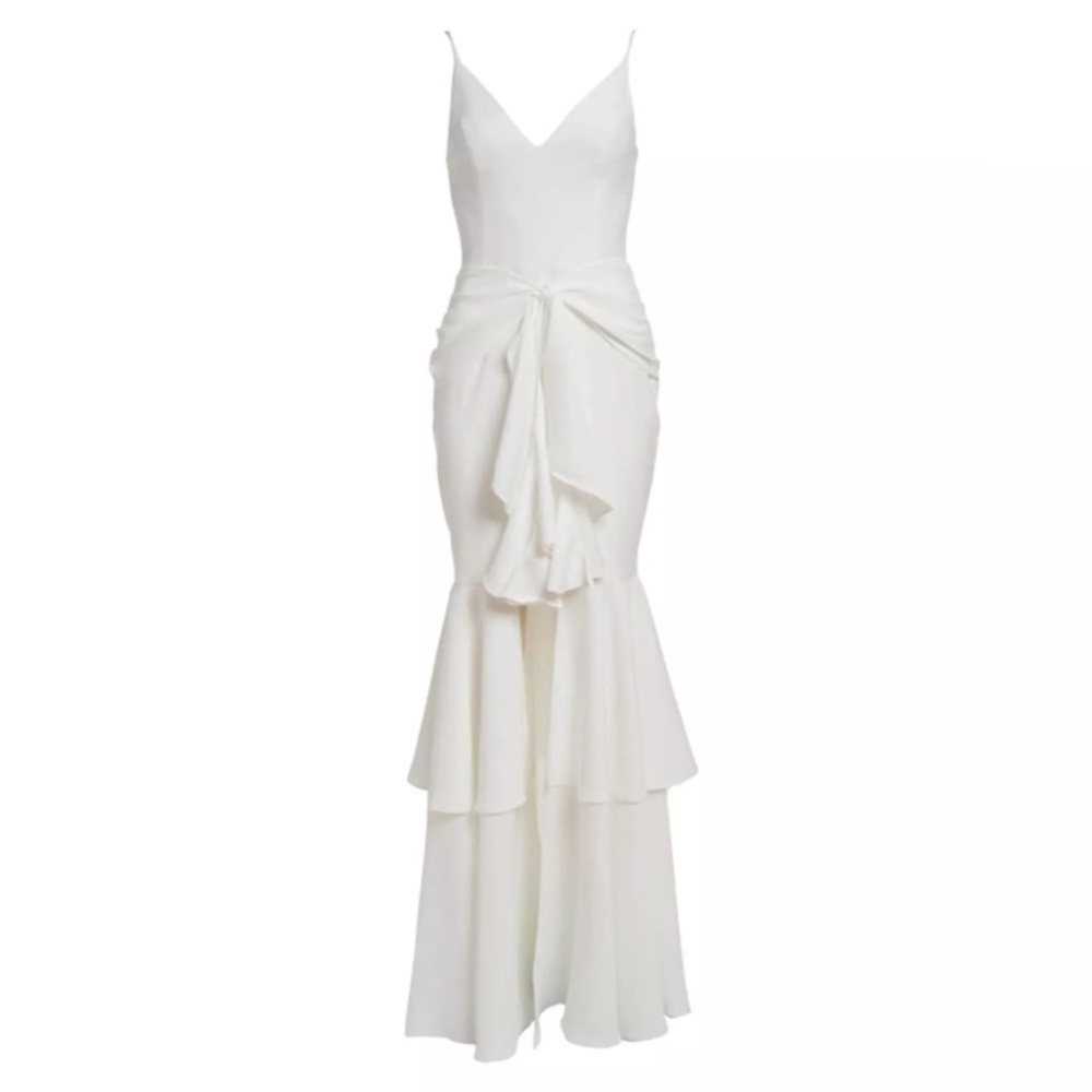 PATBO BO WHITE RUFFLE MAXI DRESS in Size 0